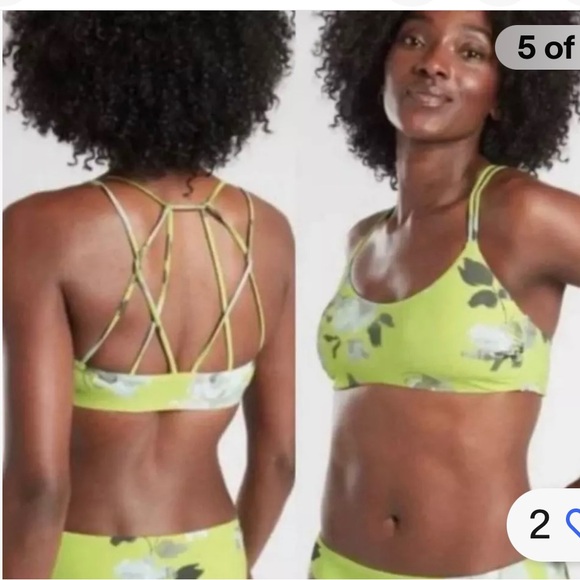 NWT athleta brand  2 piece Bikini swim suit in yellow floral print - Picture 1 of 6